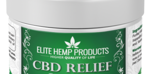 Close-up of a jar of CBD pain relief cream offered by Elite Hemp Products